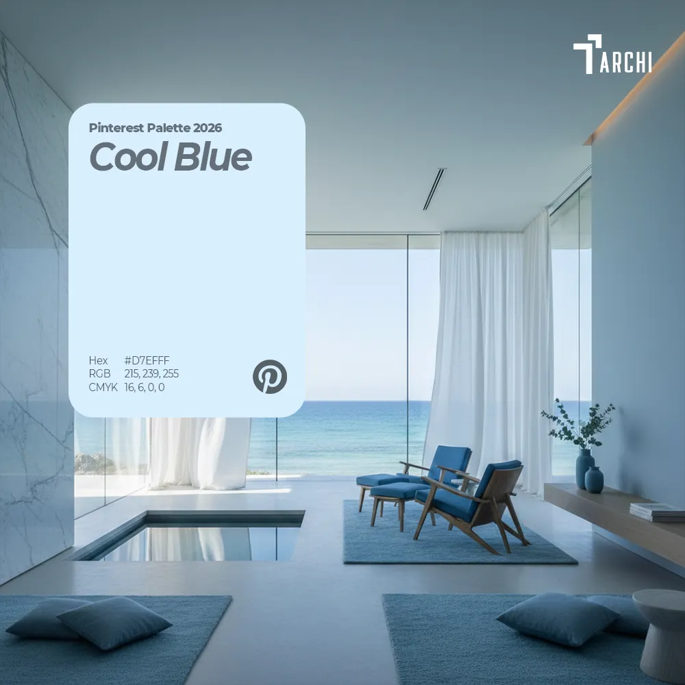 Cool Blue thể hiện sắc xanh trong trẻo, tinh khiết và giàu chiều sâu cảm xúc.
